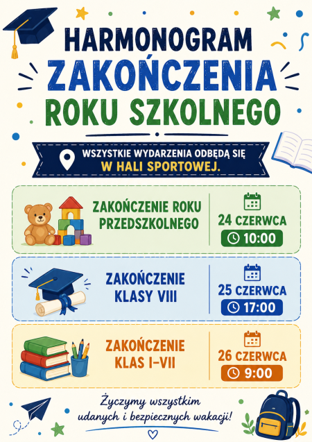 Harmonogram zakończenia roku szkolnego 2025/2026